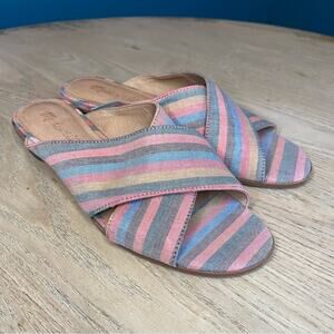 Madewell The Ruthie Crisscross Mule Rainbow Stripe Size 8